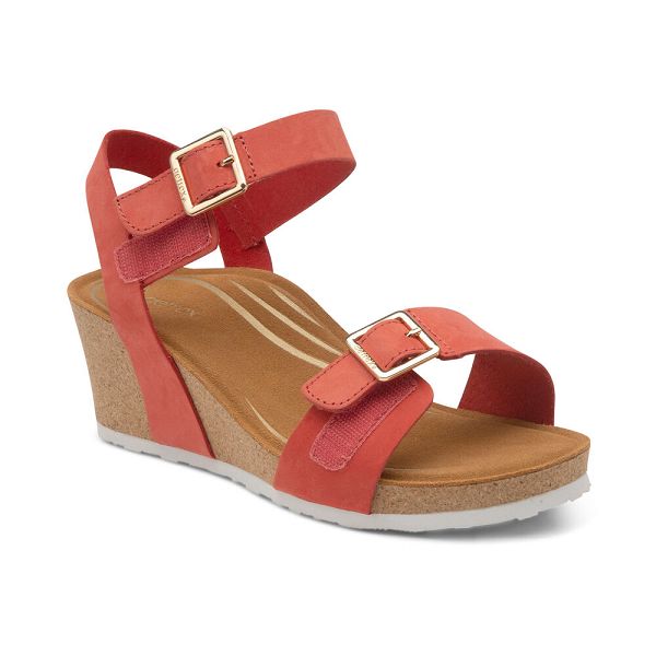 Aetrex Women's Lexa Fully Adjustable Straps Wedge Sandals Pink Sandals UK 3905-245